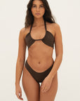 sustainable swimwear top allera chocolate