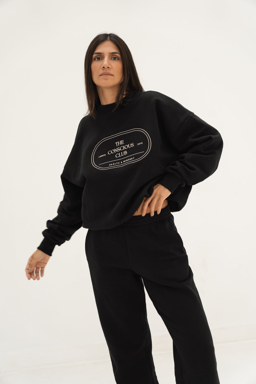organic cotton sweater in black