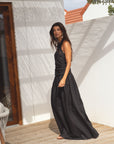 halter linen dress noir
