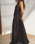 halter linen dress noir