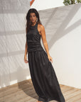 halter linen dress noir