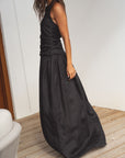 halter linen dress noir