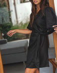 wrap linen dress noir