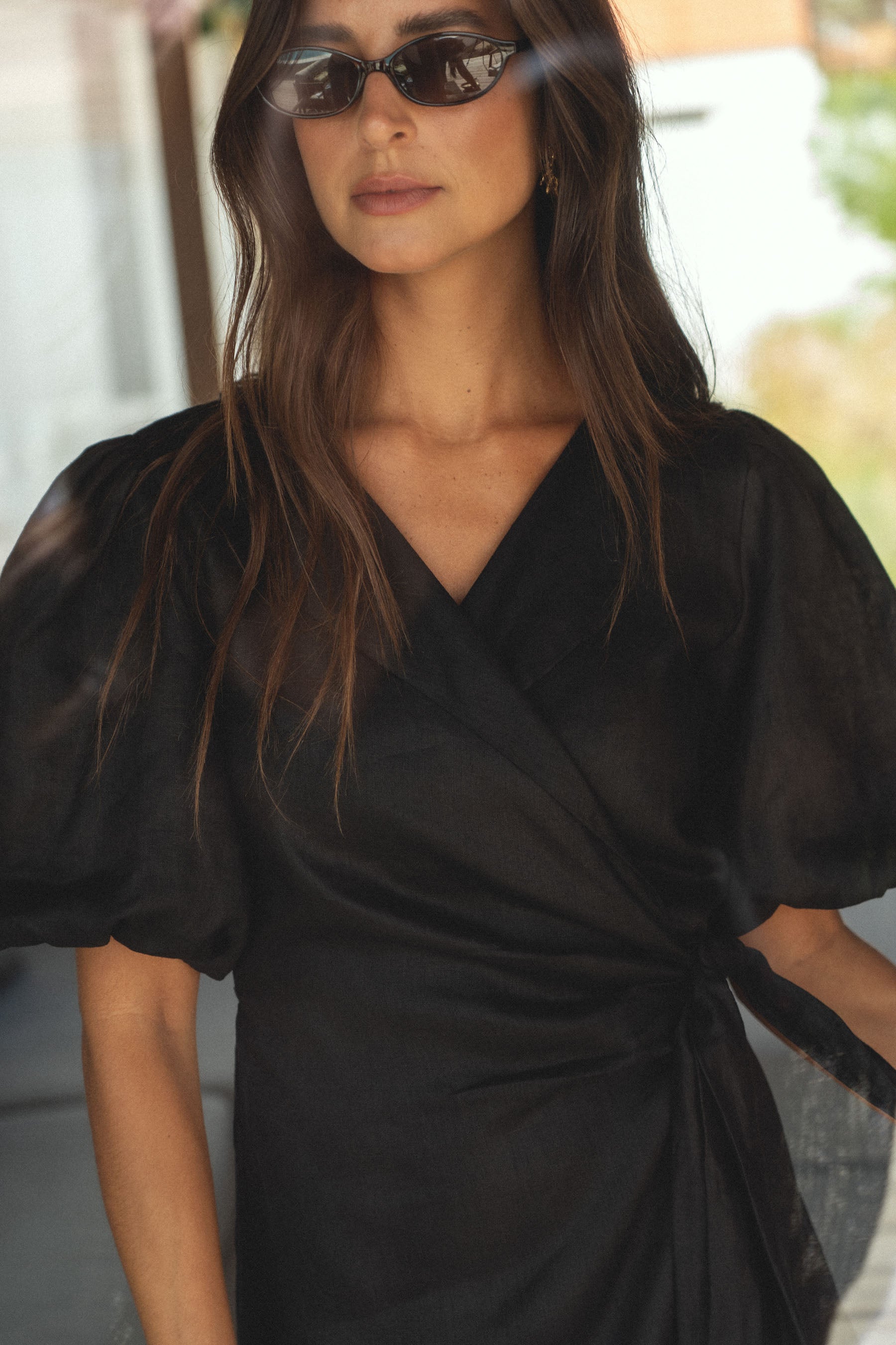wrap linen dress noir