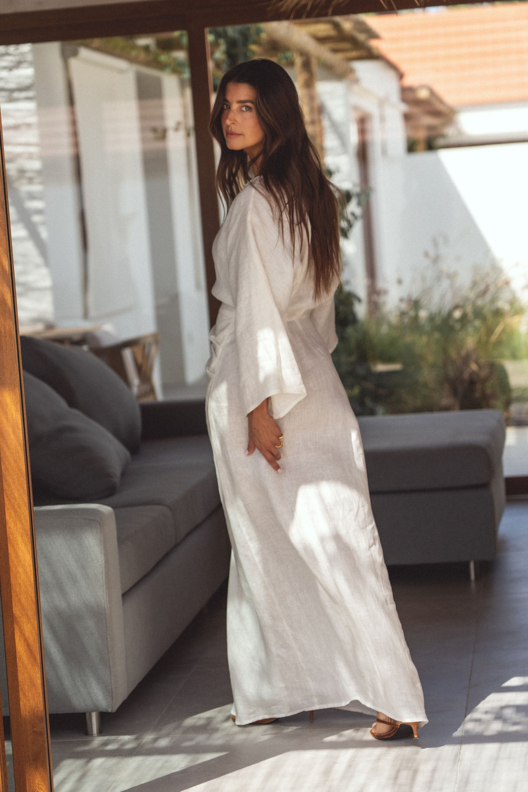 kimono linen dress shell