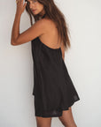 halter linen top noir