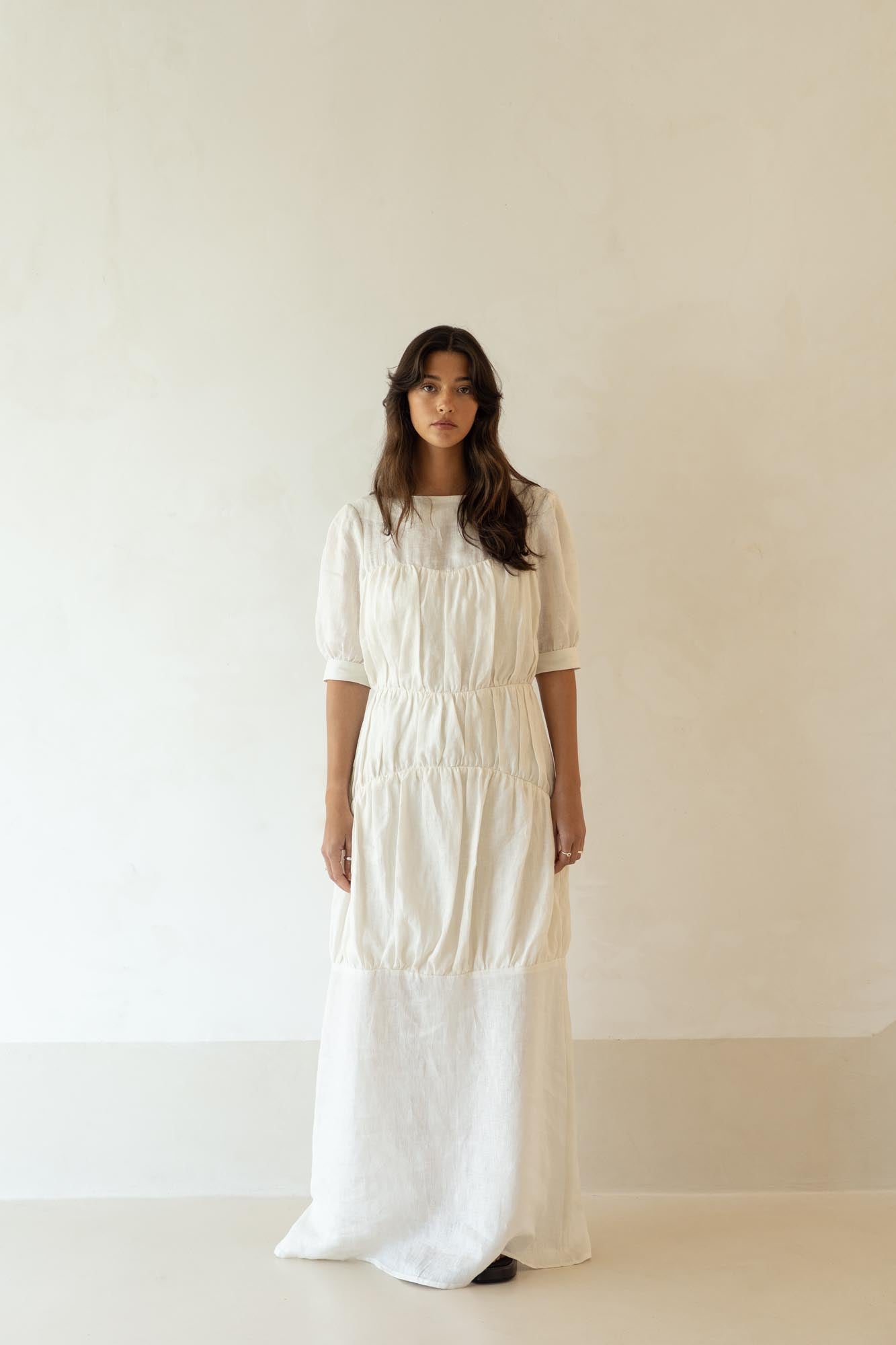 cora linen dress shell