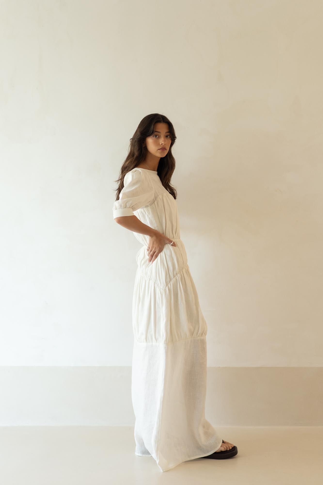 cora linen dress shell