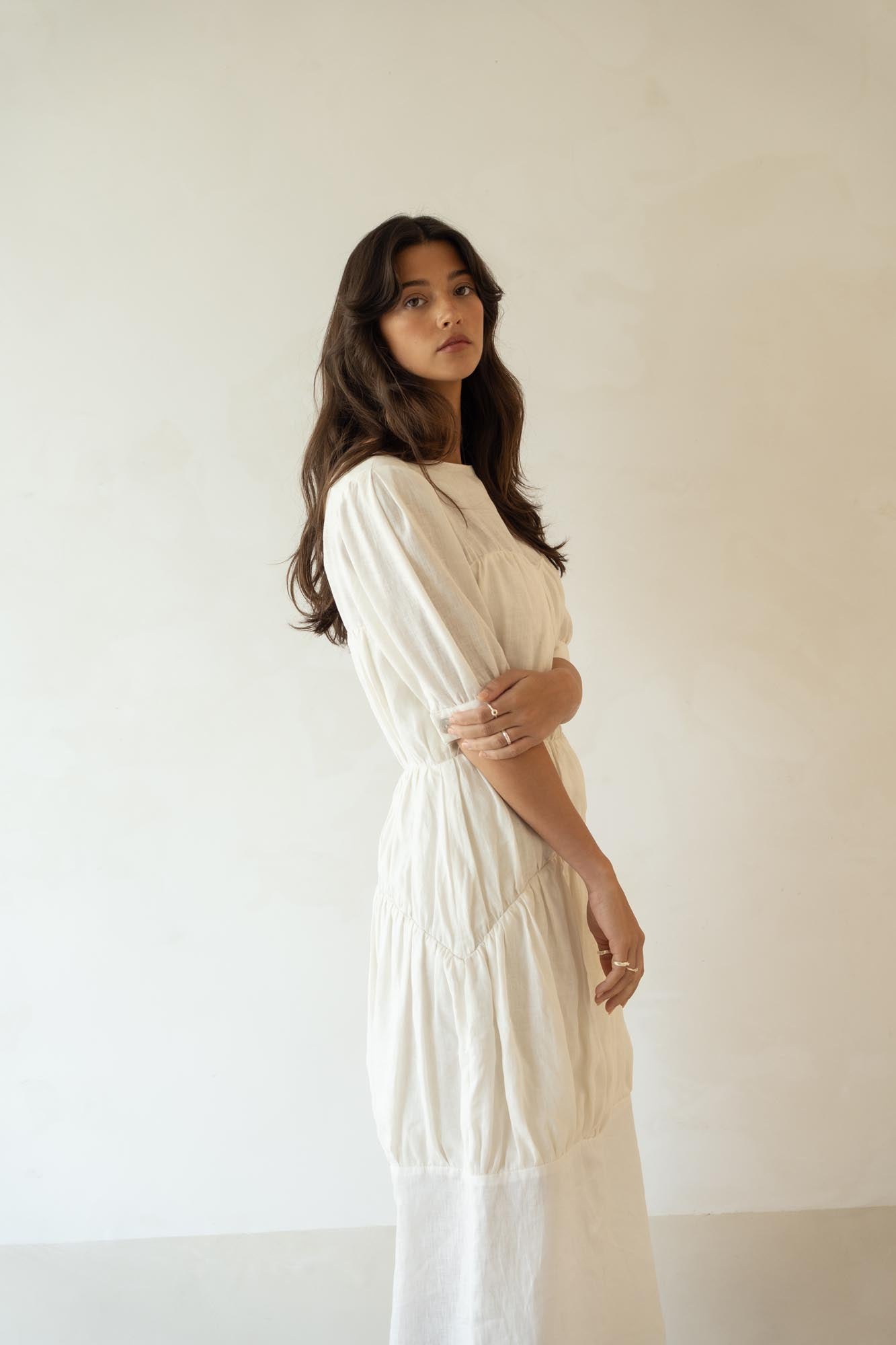 cora linen dress shell