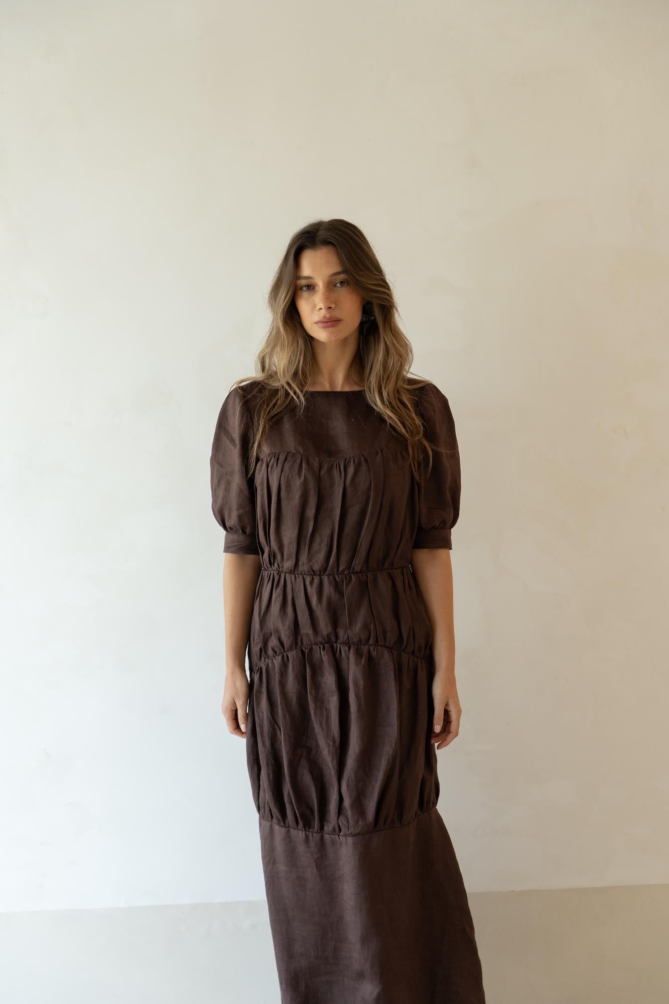 cora linen dress terra