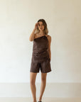 amber linen shorts