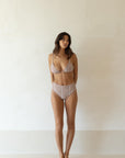 sustainable swimwear top triangle sun grid