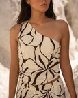 one shoulder top in flowers