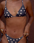 sustainable swimwear top triangle x hannah hofinger in luna dots