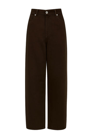 sustainable brown washed denim jeans