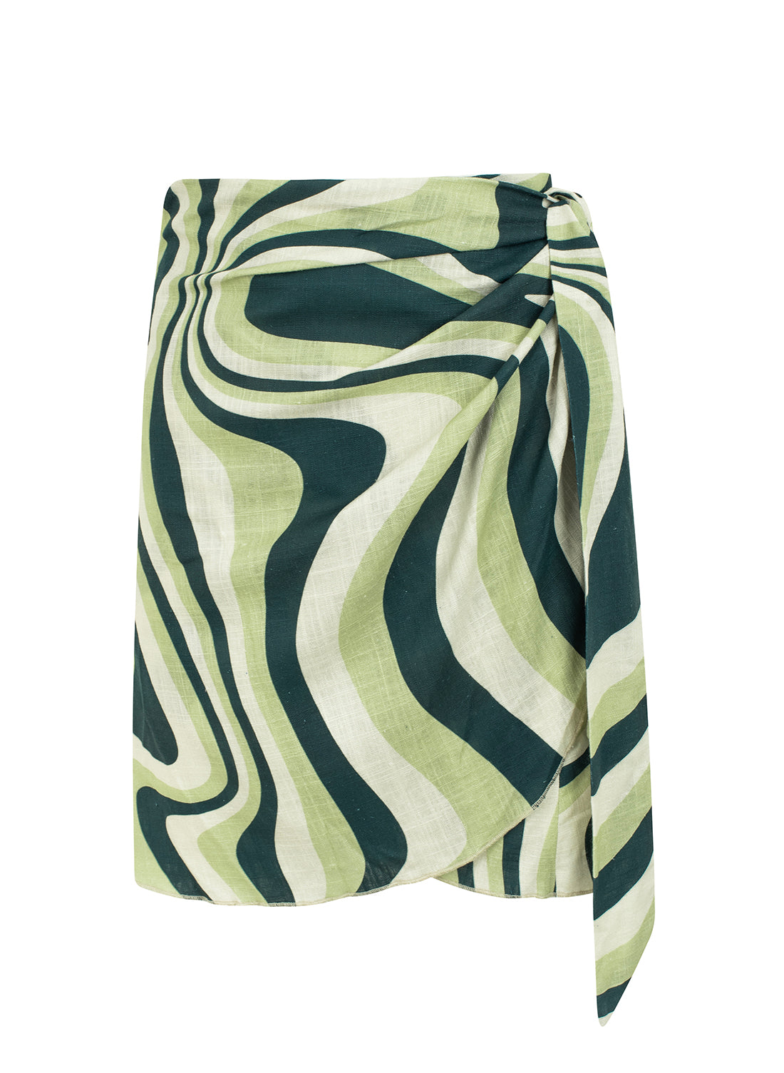 amelia linen wrap skirt green waves