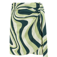 amelia linen wrap skirt green waves