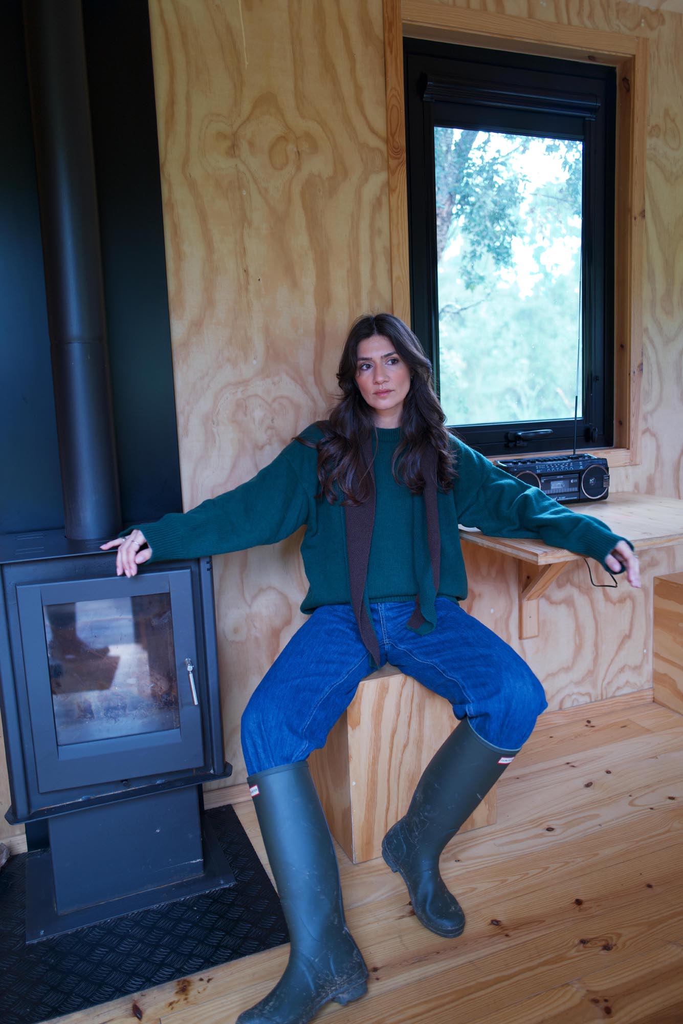 recycled wool knitwear husk shawl