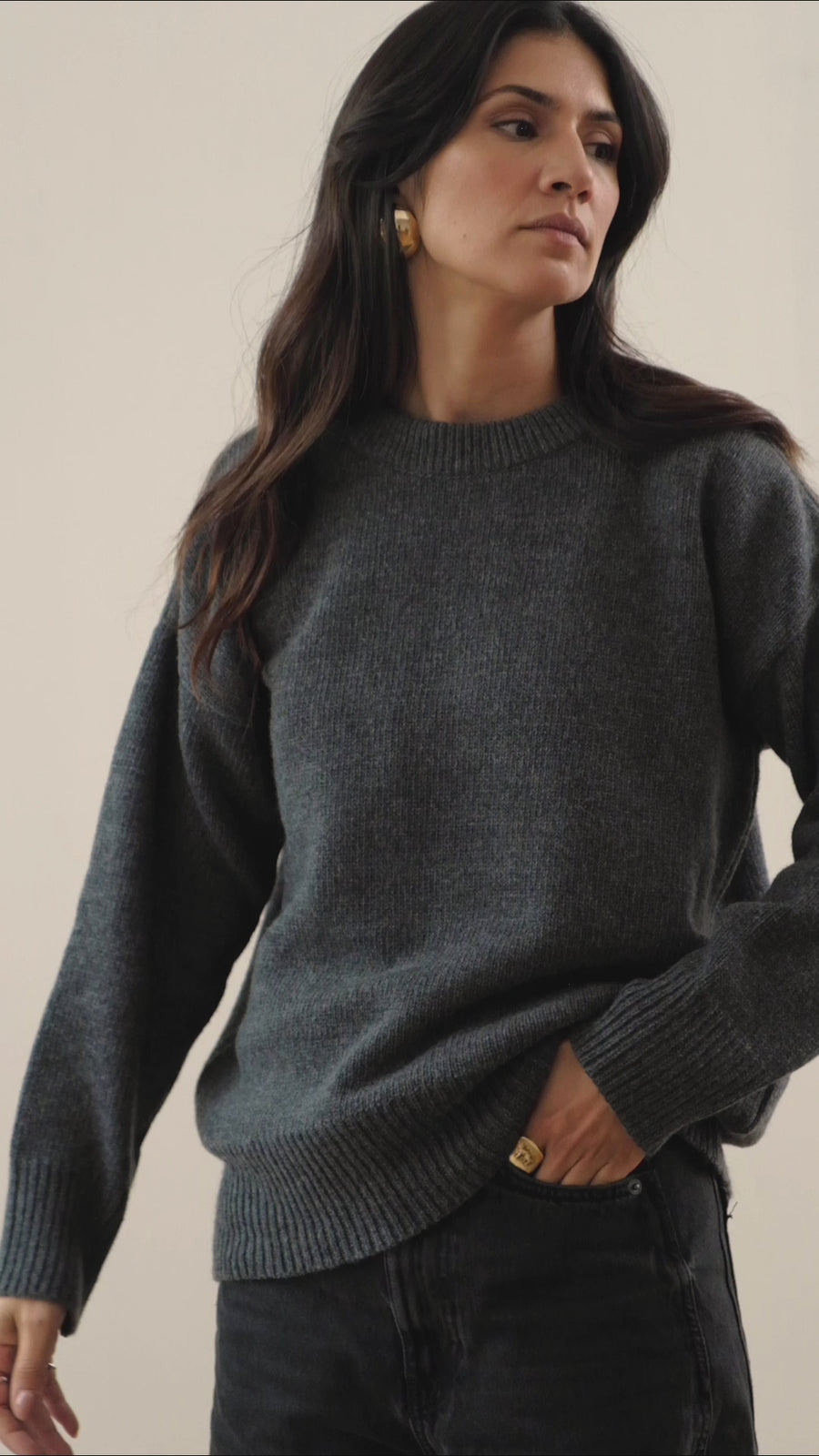 recycled wool knitwear sweater in grey