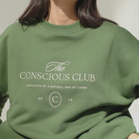 organic cotton sweater in palma green