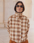 bomber cloud jacket in tan vichy