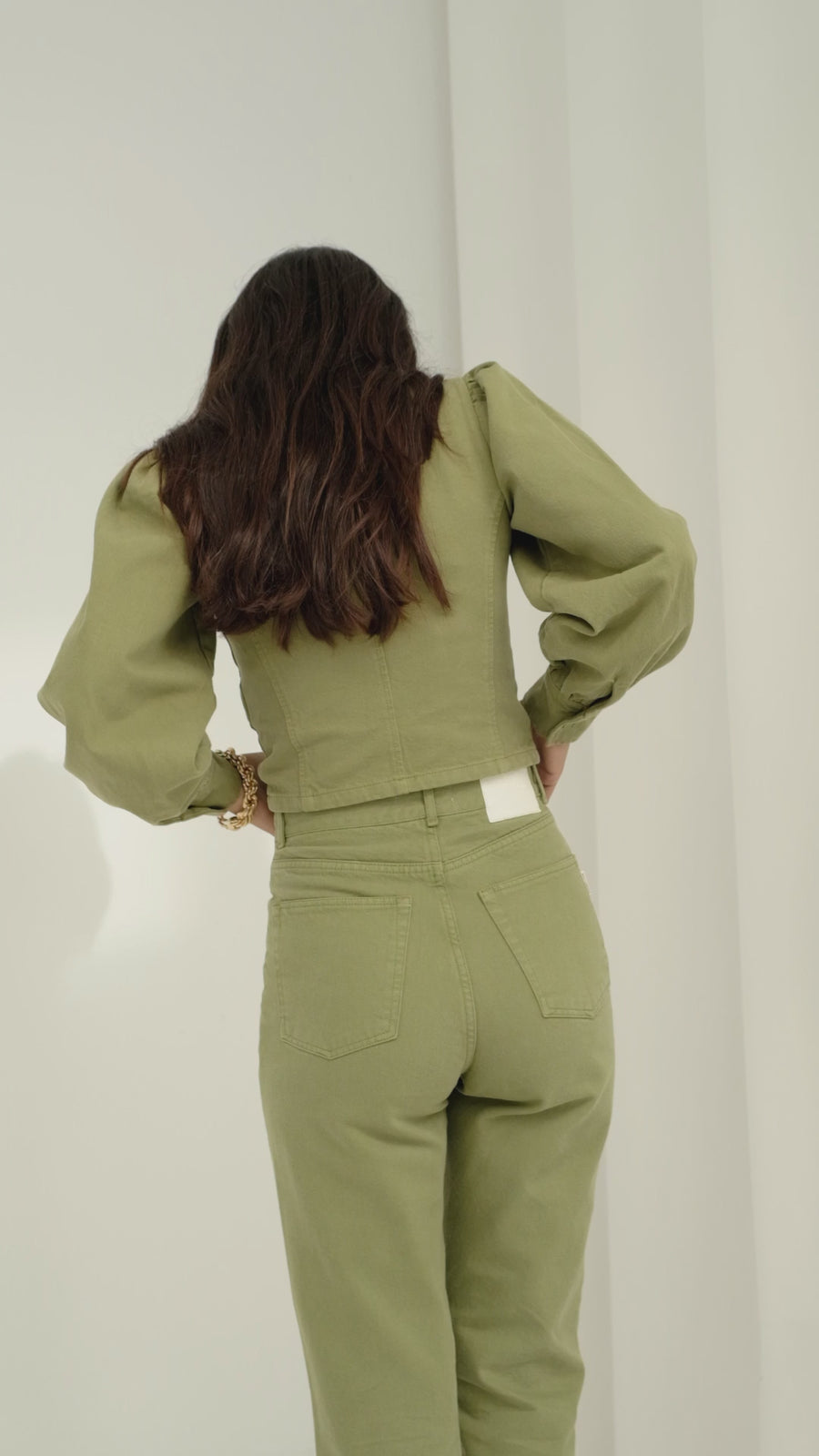 denim trousers green