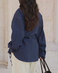 side tie shirt in midnight navy