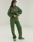 organic cotton trackpants in palma green