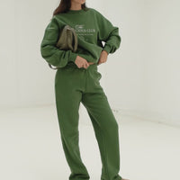 organic cotton trackpants in palma green