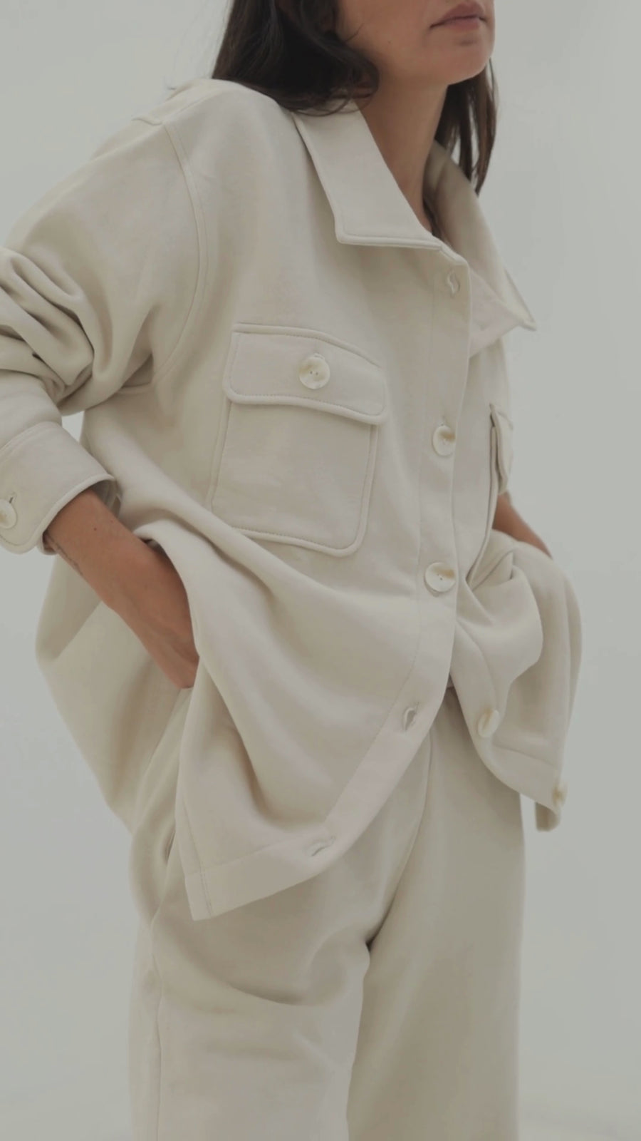 organic cotton shirt-jacket in beige