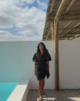 wrap linen dress noir