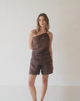 amber linen shorts