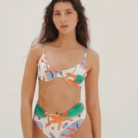 sustainable swimwear top eva abstract print