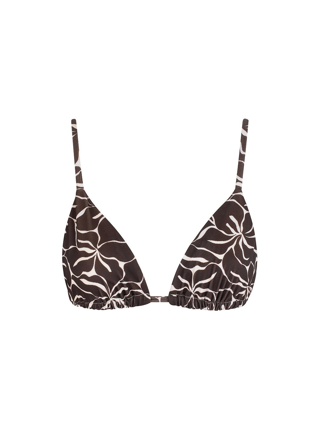 sustainable swimwear top triangle brown flowers