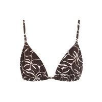 sustainable swimwear top triangle brown flowers