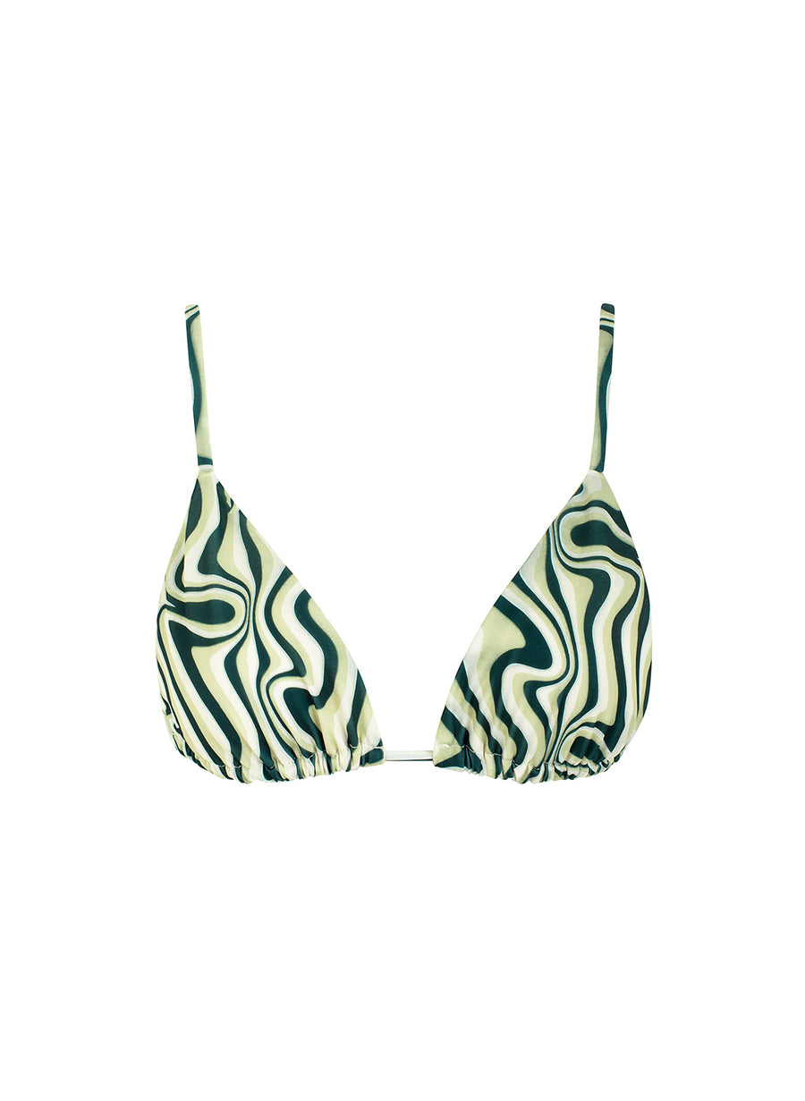 sustainable swimwear top triangle green waves