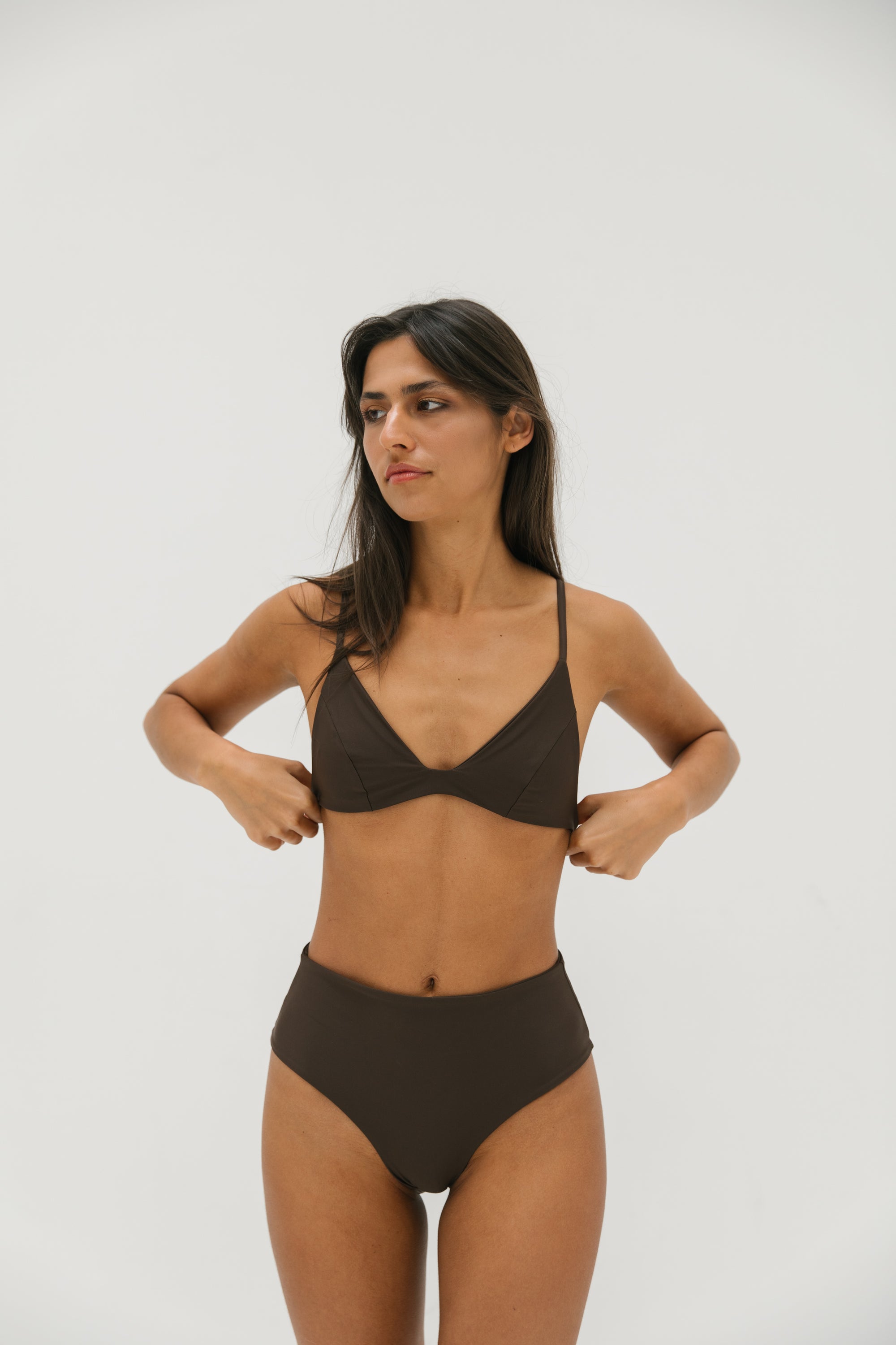 sustainable swimwear top kaya chocolate