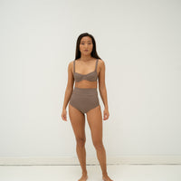 sustainable swimwear top chloe timeless brown